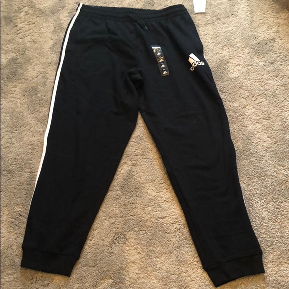 NWT Mens Adidas Black Essential Fleece Joggers - Picture 4 of 10